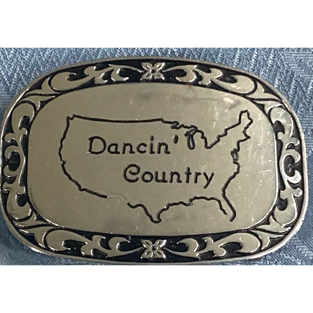 Dancin’ Country Vintage Belt Buckle • Silver Western, Texas Rodeo, Line Dancing